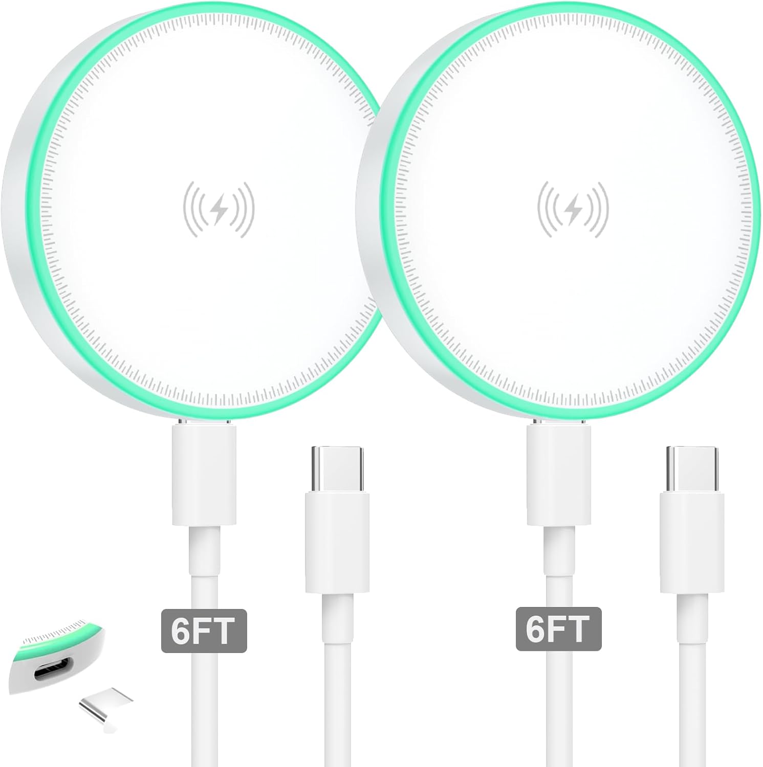 MagSafe Charger 2Pack 15W Magnetic Wireless Charger Fast Charging Pad with 6FT USB C to USB C Cable Compatible with iPhone 16/15/14/13/12 Series & AirPods 3/2/Pro | Strong Magnet Technology